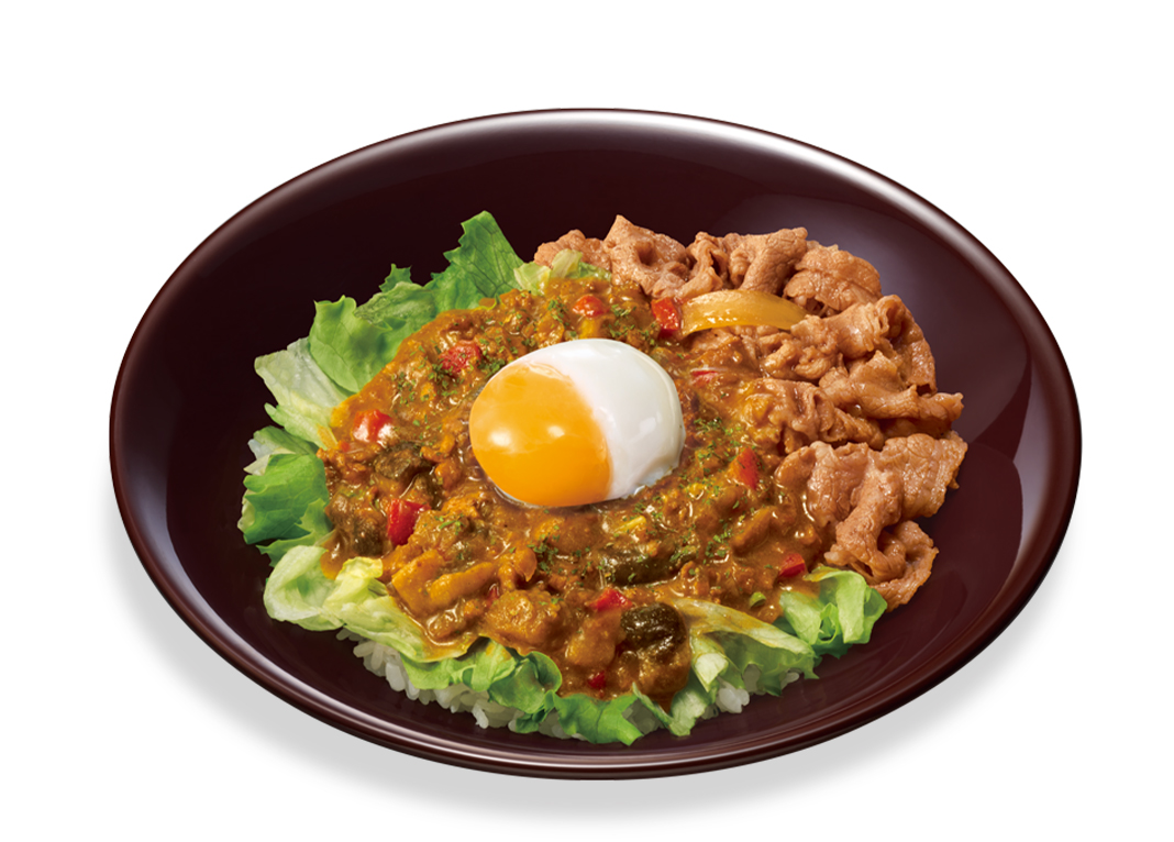 牛あいがけスパイシーキーマカレー丼