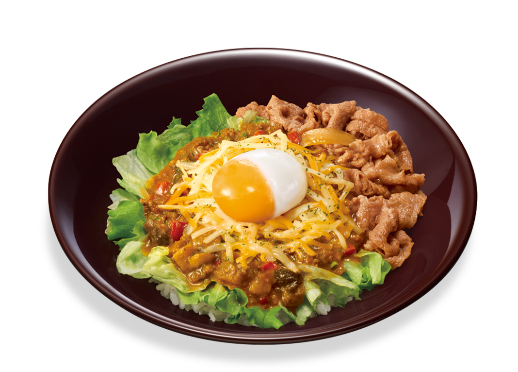 牛あいがけチーズスパイシーキーマカレー丼