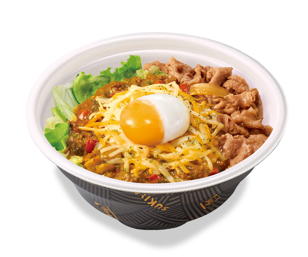 牛あいがけチーズスパイシーキーマカレー丼